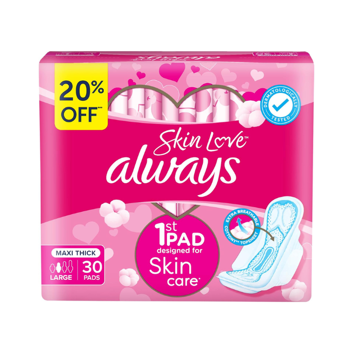 Always Napkin Cotton Skin Love Maxi Thick Pads 30S 20% Off