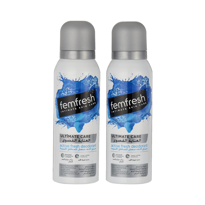 Femfresh Active Fresh Silver Intimate Spray 125ml Twin Pack
