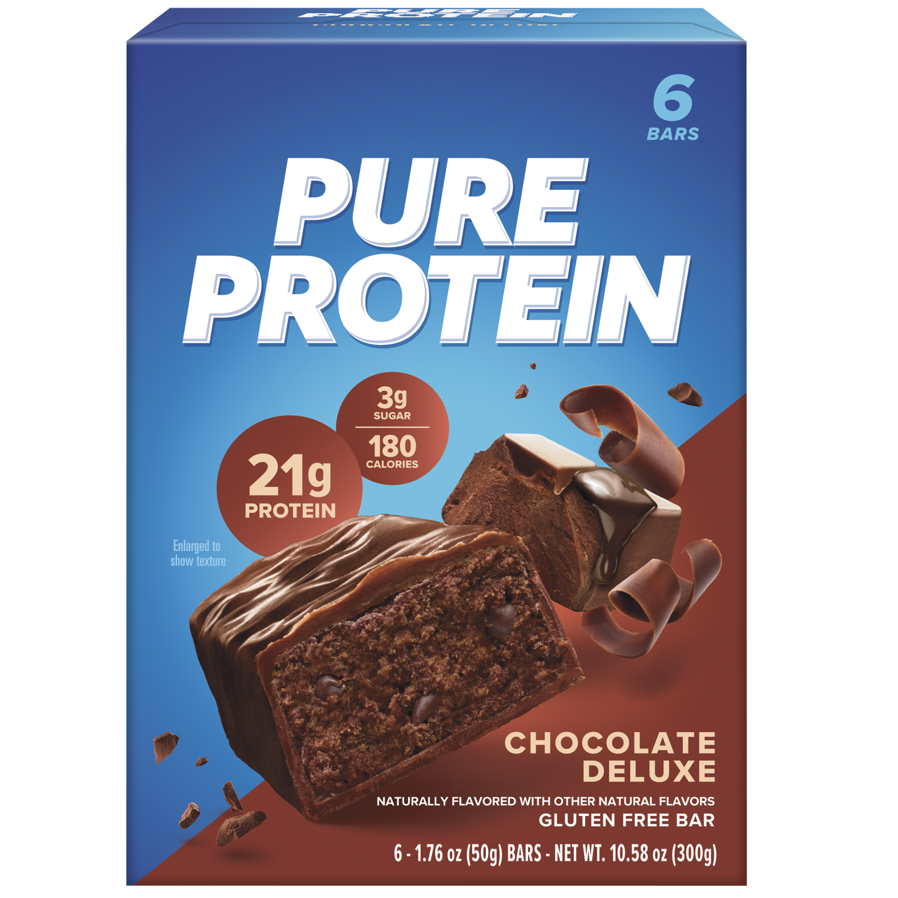 Pure Protein Chocolate Deluxe Bars, High Protein, Low Sugar Snack, Gluten-Free, On-the-Go Muscle Fuel 50g -Box of 6
