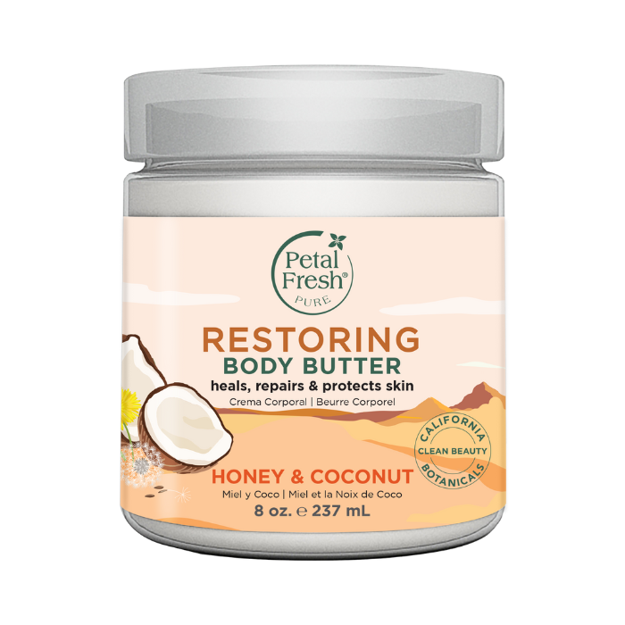 Petal Fresh Pure Honey & Coconut Body Butter - Deep Nourishing Moisturizer for Dry Skin with Organic Botanicals 8 oz