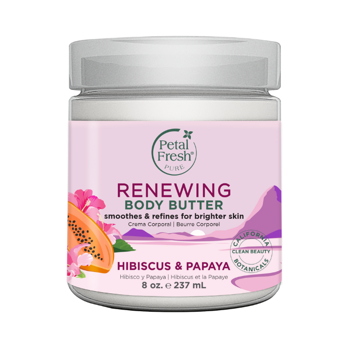 Petal Fresh Pure Hibiscus & Papaya Body Butter - Brightening & Deep Moisture Cream with Organic Botanicals for Dry Skin 8 oz