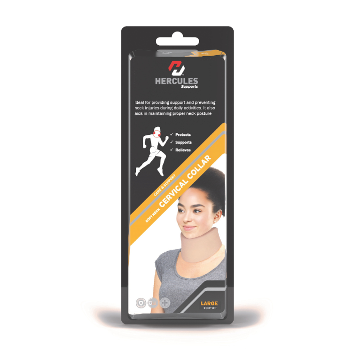 Hercules Soft Neck Cervical Collar Support, Neck Pain Relief & Spine Alignment, Adjustable & Comfortable -Large