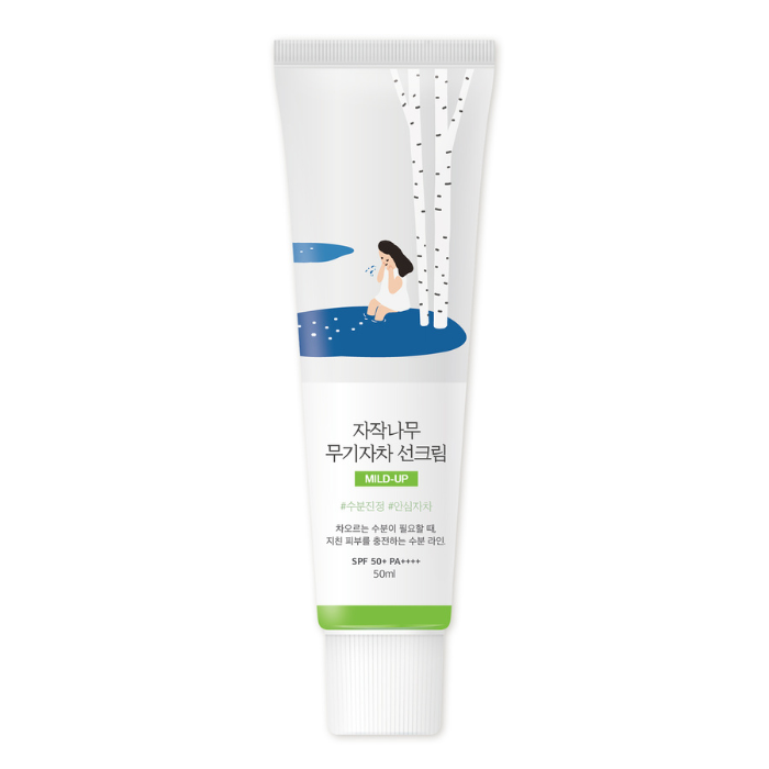 Round Lab Birch Juice Mild-Up Sunscreen SPF50+ PA++++, Gentle Mineral UV Protection with Birch Sap for Sensitive Skin 50ml
