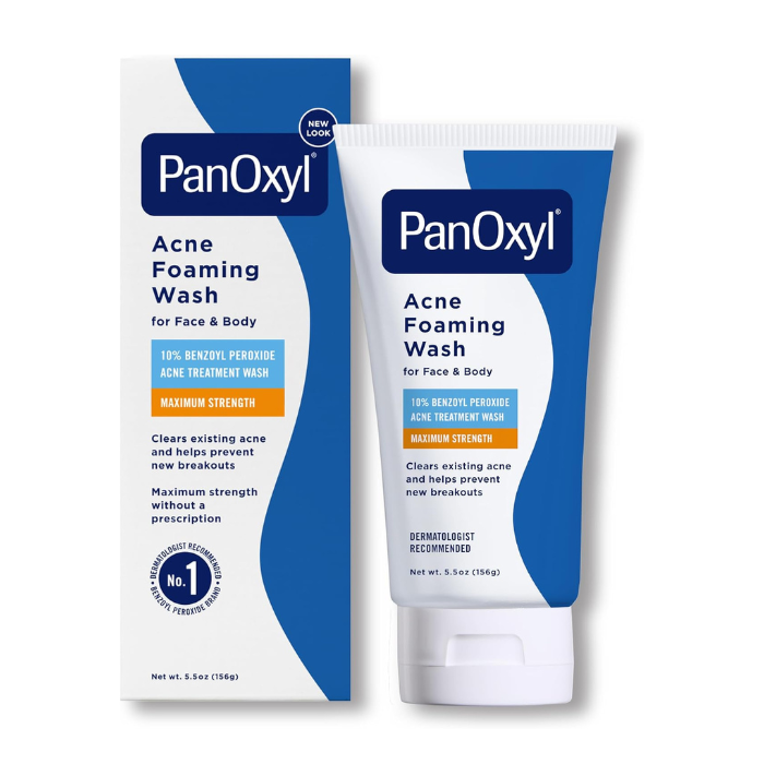 PanOxyl Acne Foaming Wash - Maximum Strength 10% Benzoyl Peroxide Cleanser for Face, Chest & Back Acne 5.5oz