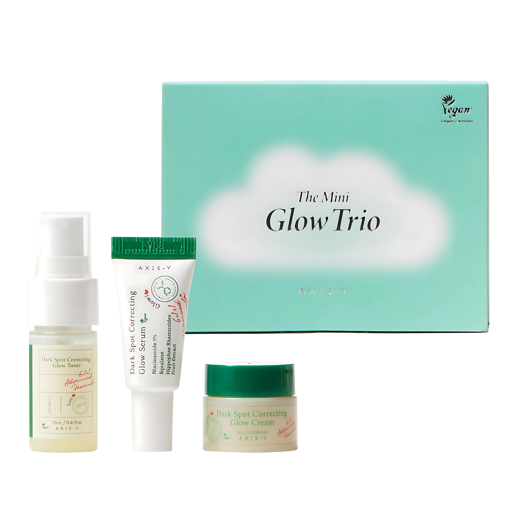 Axis-Y The Mini Glow Trio Set – Brightening Travel Skincare Kit with Serum, Ampoule & Cream for Radiant Skin