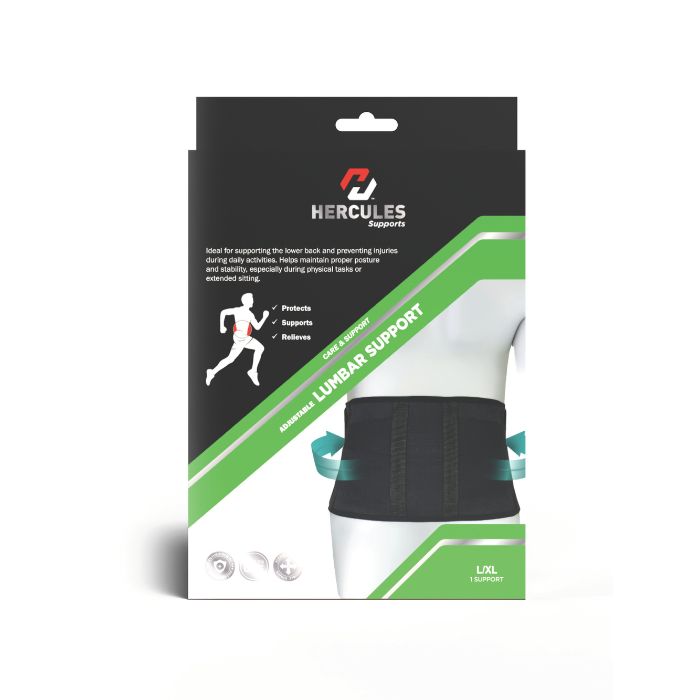 Hercules Adjustable Lumbar Support Brace ,Lower Back Pain Relief, Posture Support -Large/XL