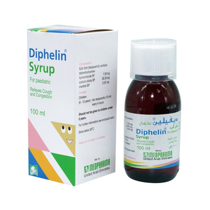 Diphelin Paediatric Syrup 100ml Bottle