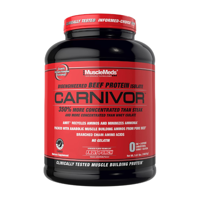 Muscle Meds Carnivor - Hydrolyzed Beef Protein Isolate for Muscle Growth & Recovery, Fruit Punch - 3.67 lbs
