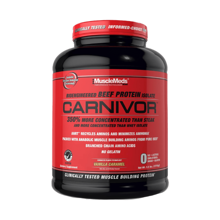 Muscle Meds Carnivor Beef Protein Isolate - Hydrolyzed for Lean Muscle and Recovery, Vanilla Caramel - 3.9 lbs