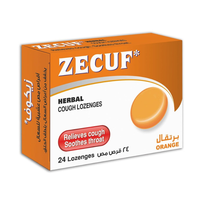 Zecuf Lozenges Orange – Herbal Cough & Throat Relief, Soothes Sore Throat, Dry Cough & Hoarseness – 24's