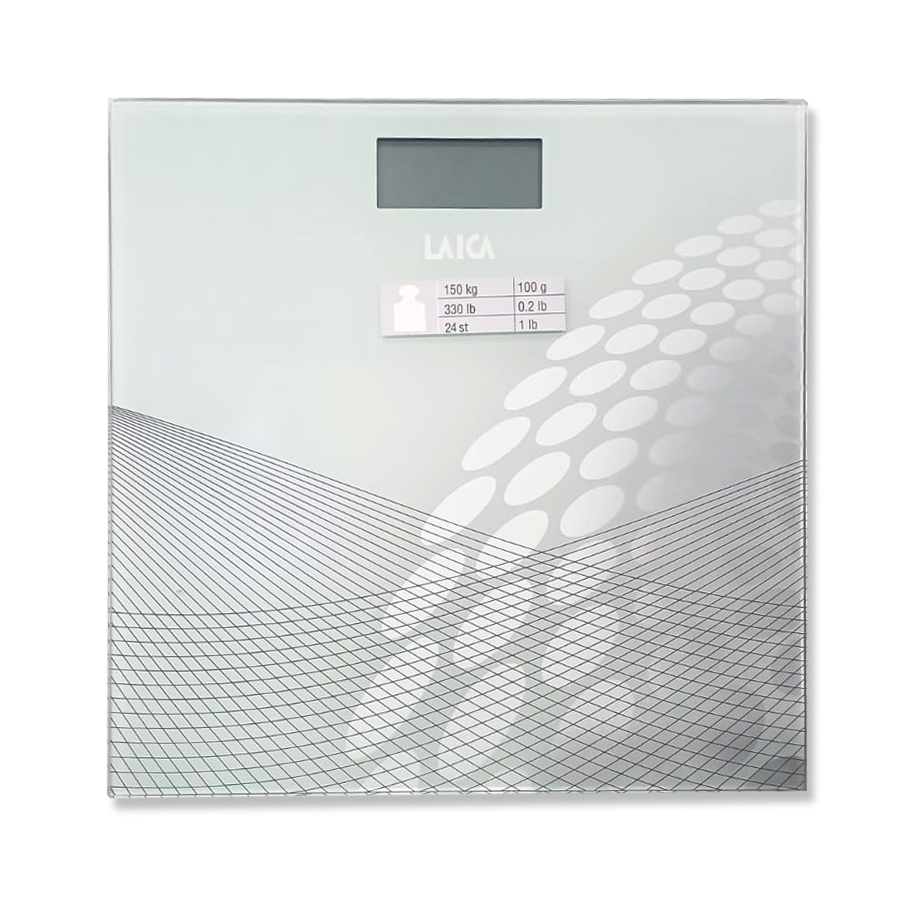 Laica Electronic Personal Scale White, Slim Digital LCD Display, 150 kg Capacity, Tempered Glass - PS1040W