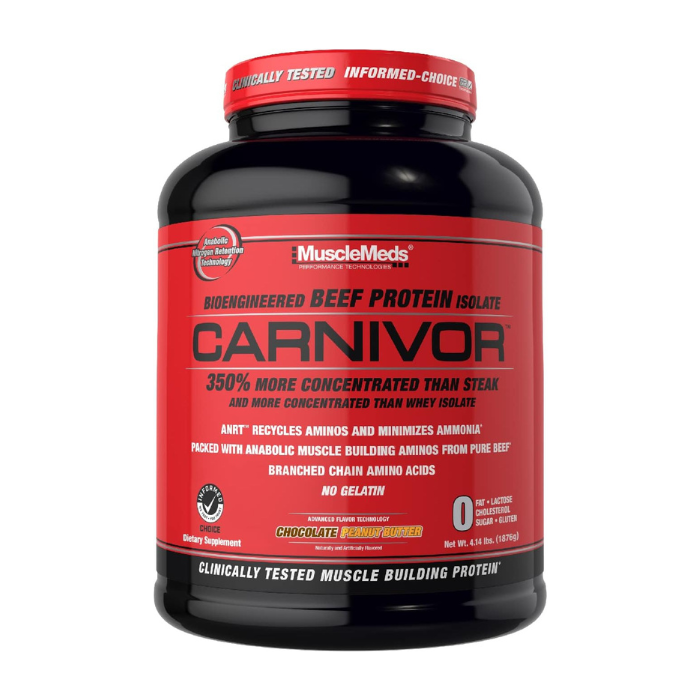 Muscle Meds Carnivor Beef Protein Isolate - Lactose-Free, Sugar-Free, Zero Fat, Chocolate Peanut Butter – 4.14 lbs