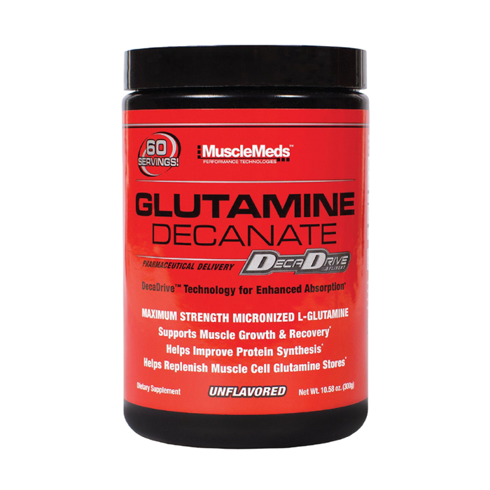 Muscle Meds Glutamine Decanate, Micronized L-Glutamine for Muscle Recovery, Unflavored - 300g