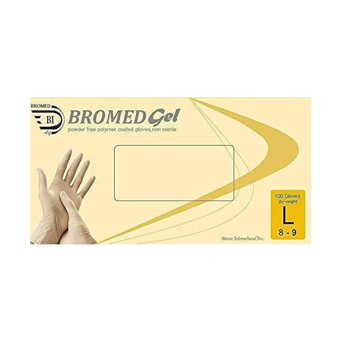 Bromed Gloves Latex Exam Large Powder Free 100's