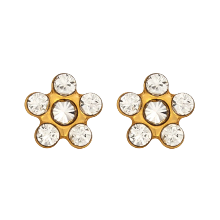 Studex Tiny Tips Gold-Plated Daisy Earrings April Crystal