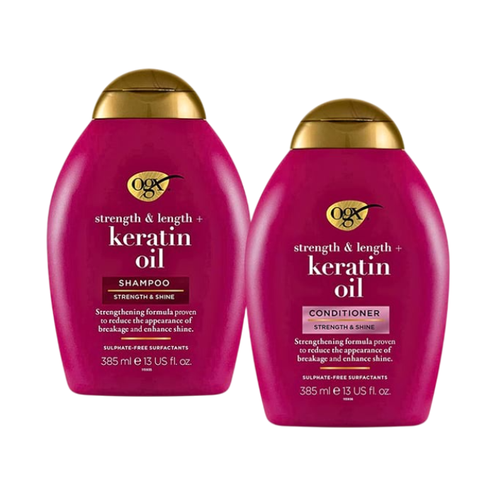 OGX Keratin Oil Shampoo & Conditioner Combo – 385ml Each