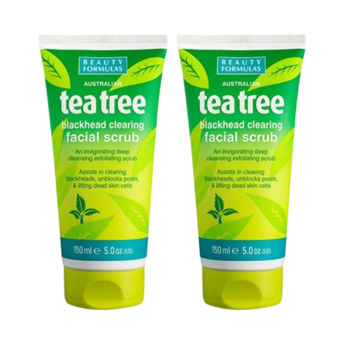 Beauty Formulas Tea Tree Facial Scrub 150ml Twin Pack