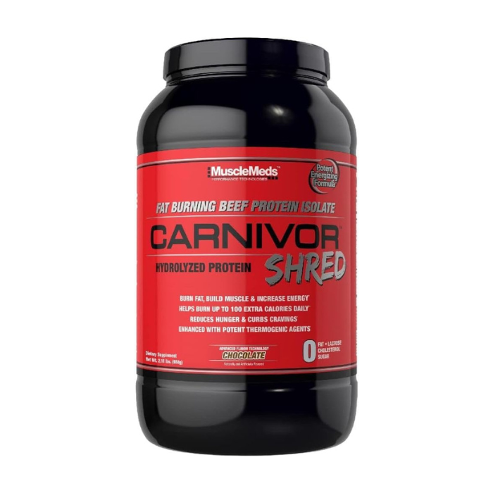 Muscle Meds Carnivor Shred - Beef Protein Isolate, Fat Burners, Lean Muscle, Metabolic Support, Chocolate - 2 lbs