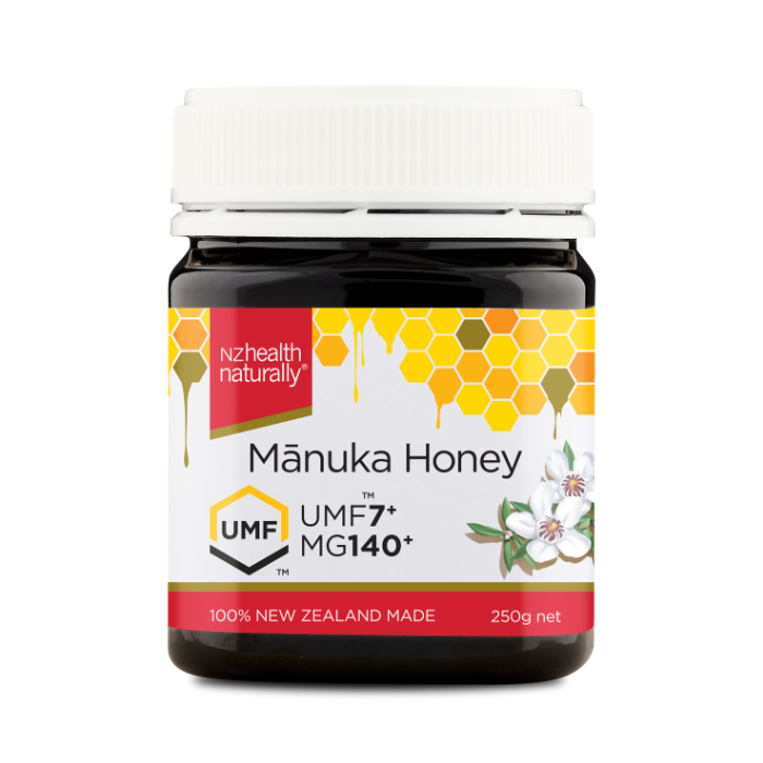 NZ Health UMF 7+ Manuka Honey, Natural Antibacterial Support & No Additives – 250g