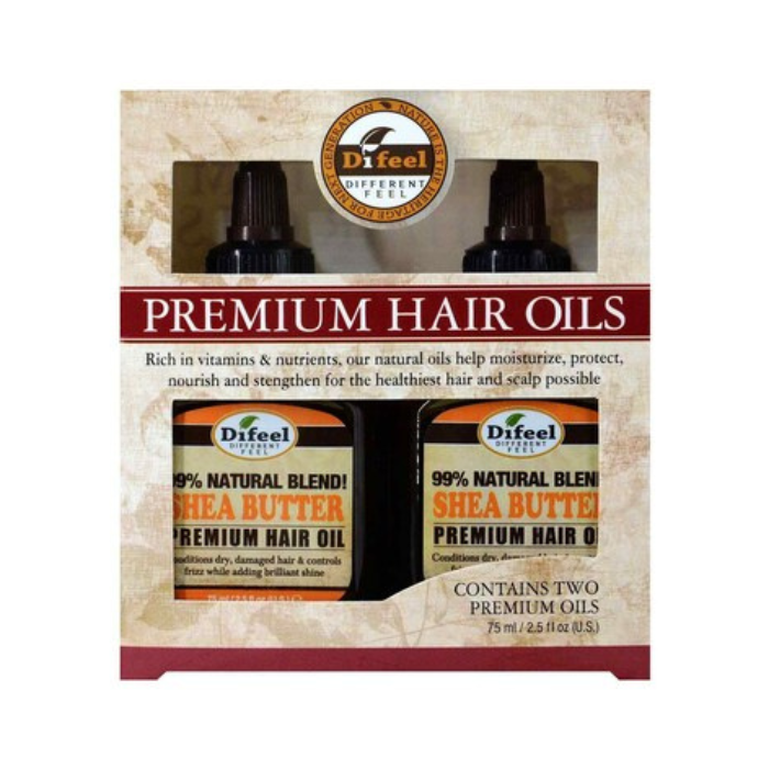 Difeel Premium Natural Hair Oil Shea Butter 75ml Twin Pack