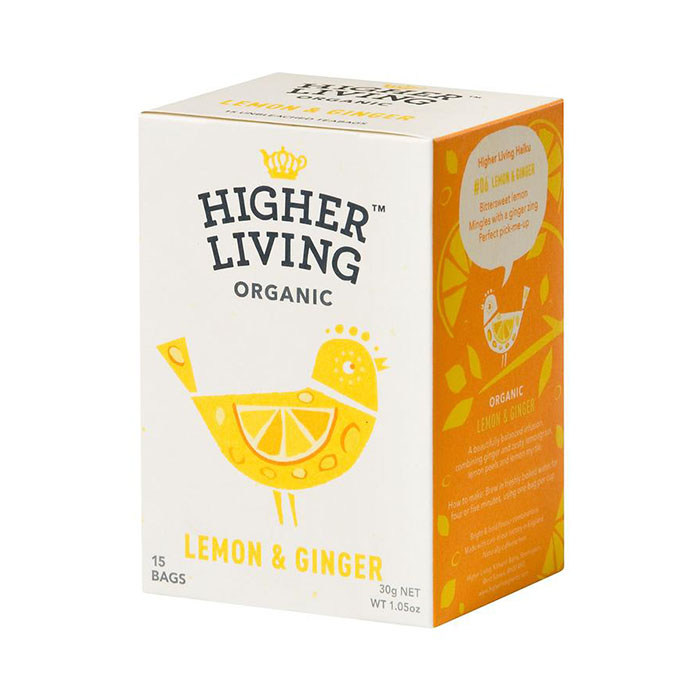 Higher Living Lemon & Ginger Tea Bags 15's