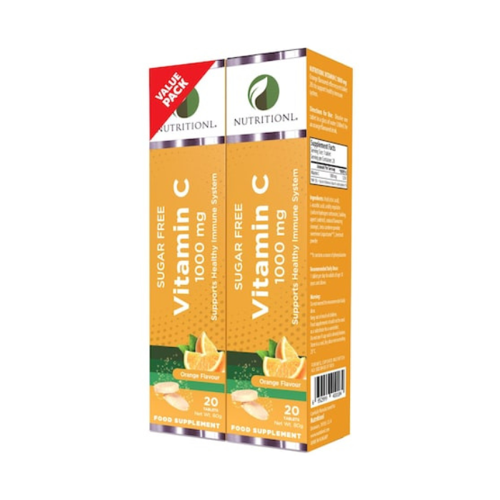 Nutritionl Vitamin C 1000mg Orange Flavor Effervescent 20 Tablets Value Pack