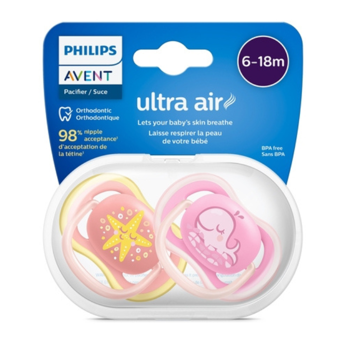 Philips Avent Ultra Air Freeflow Soother 6-18M Assorted PA256
