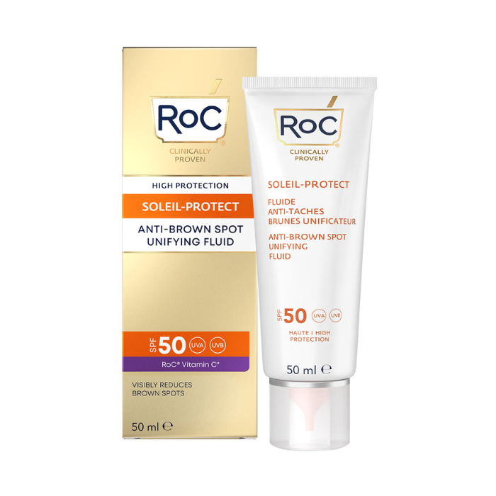 Roc Soleil Protect Anti-Brown Spot Unifying Fluid (SPF 50) Daily Facial Sunscreen for Dark Spot Prevention & Skin Tone Correction – 50ml