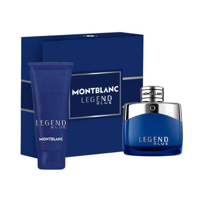 Montblanc Legend Blue Gift Set for Men – Fresh Woody Aromatic EDP 50ml + Shower Gel 100ml – Elegant & Timeless