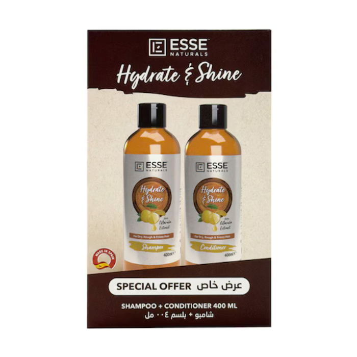 Esse Naturals Hydrate Shine Shampoo 400ml + Conditioner 400ml Promo