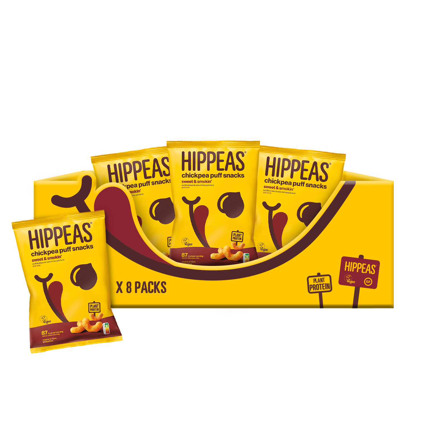 Hippeas Chickpea Puff Snacks Vegan Sweet & Smokin 8 x 78g
