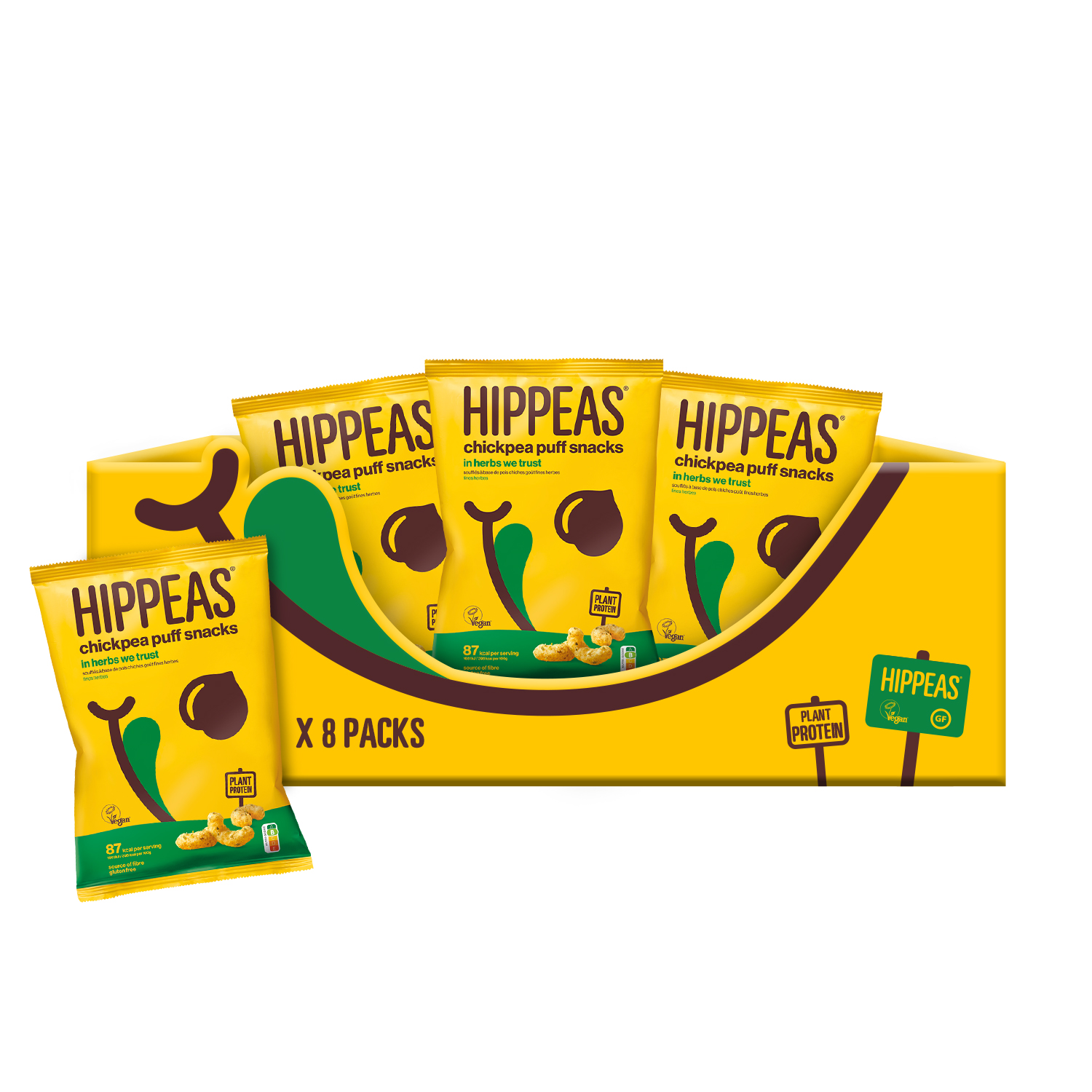 Hippeas Chickpea Puff Snacks Vegan Herbs We Trust 8x78g