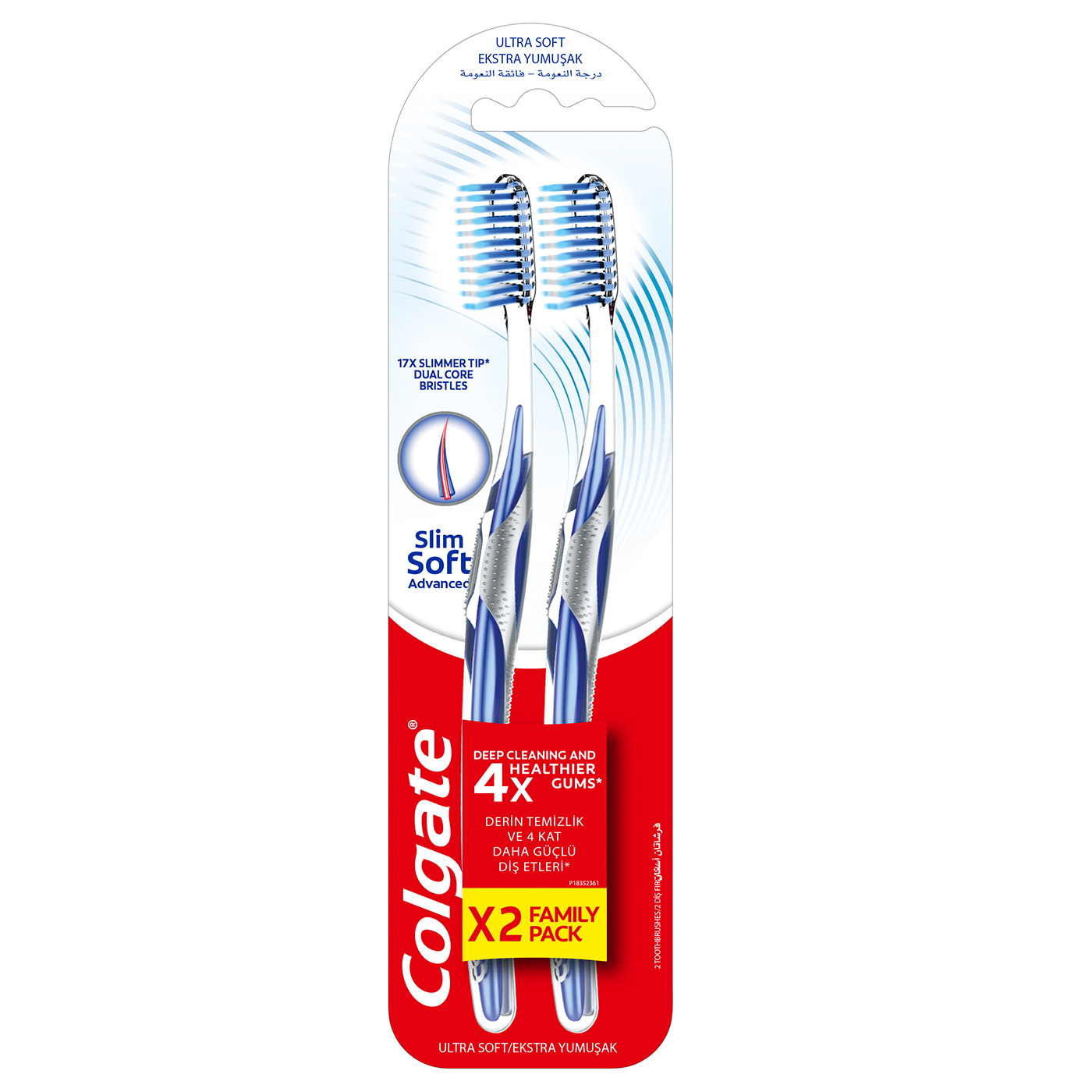 Colgate Slim Soft Advanced Slim Bristles Toothbrush 2-Pack