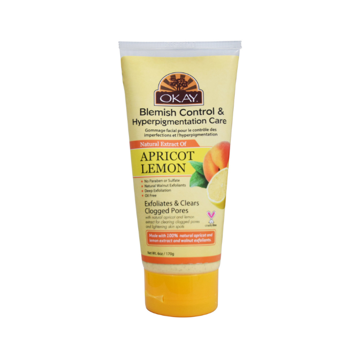 Okay Apricot & Lemon Facial Scrub for Blemish & Hyperpigmentation Care - Deep Cleansing, Smooth & Radiant Skin - 170ml