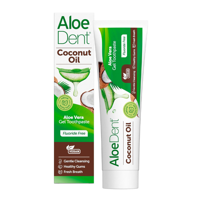Aloe Dent Aloe Vera Coconut Oil Toothpaste, Fluoride-Free Natural Whitening & Gum Care – 100ml