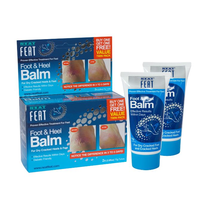 Neat Feat Foot & Heel Balm, Cracked Heel Repair and Intensive Moisturizing Cream, Twin Pack 75g