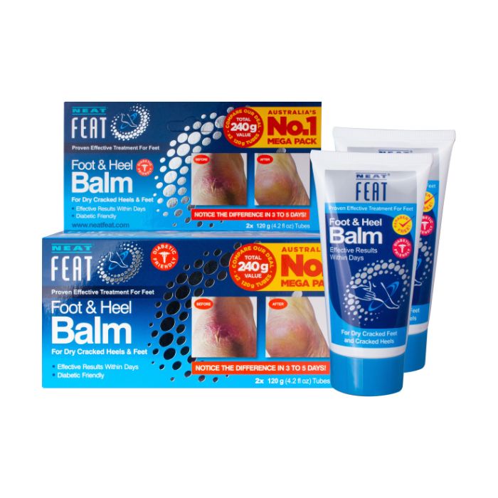 Neat Feat Foot & Heel Balm Twin Pack, Cracked Heel Repair and Deep Hydration Cream, 120g
