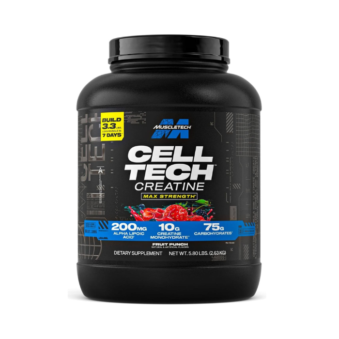Muscle Tech Cell Tech Creatine Monohydrate & Carbohydrate Fruit Punch, Post-Workout Formula, 5.8lb