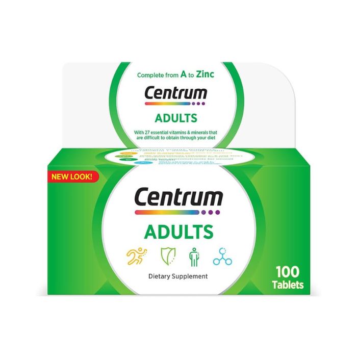 Centrum Adult Multivitamin, Complete Daily Vitamins & Minerals for Energy, Immunity & Wellness, 100 Tablets