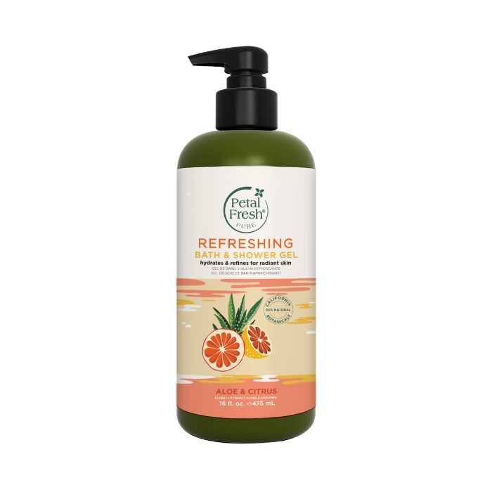Petal Fresh Pure Refreshing Aloe and Citrus Bath & Shower Gel, Hydrating Daily Body Cleanser, 475ml