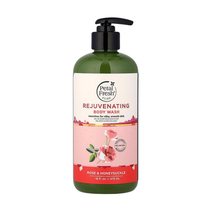 Petal Fresh Pure Rose and Honeysuckle Bath and Shower Gel, Hydrating, Soothing & Floral Skin Cleanser, 475ml