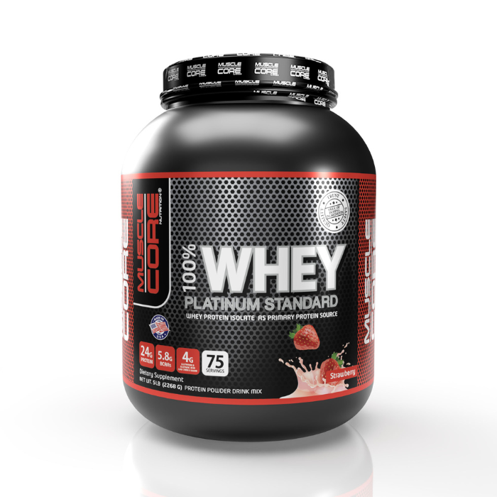 Muscle Core 100% Whey Platinum Standard Strawberry, Premium Protein for Muscle Growth, 5 lb