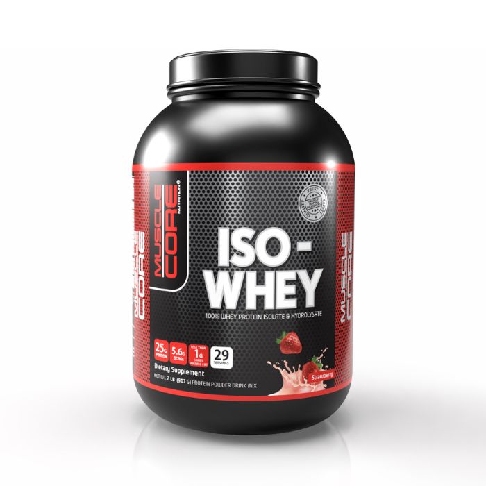 Muscle Core Nutrition ISO Whey Protein, Strawberry, Fast Absorption, High Protein, Low Carb, 2lb