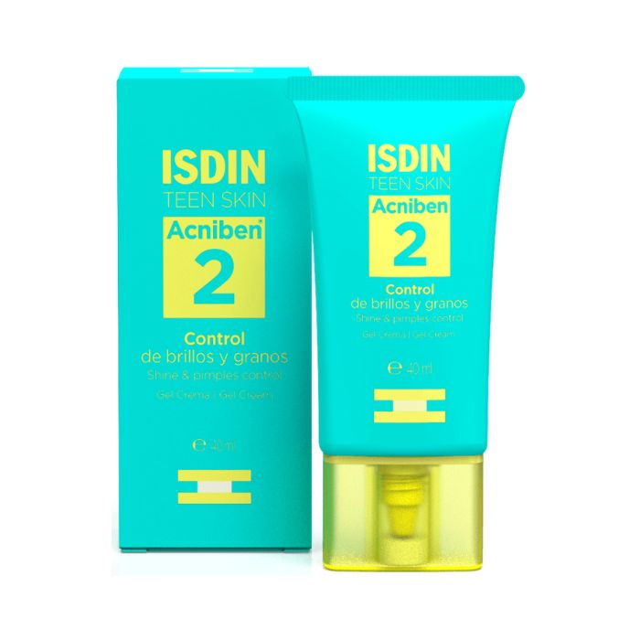 Isdin Acniben Shine and Blemish Control Gel Cream, Oil-Free Hydration for Oily & Acne-Prone Skin, 40ml
