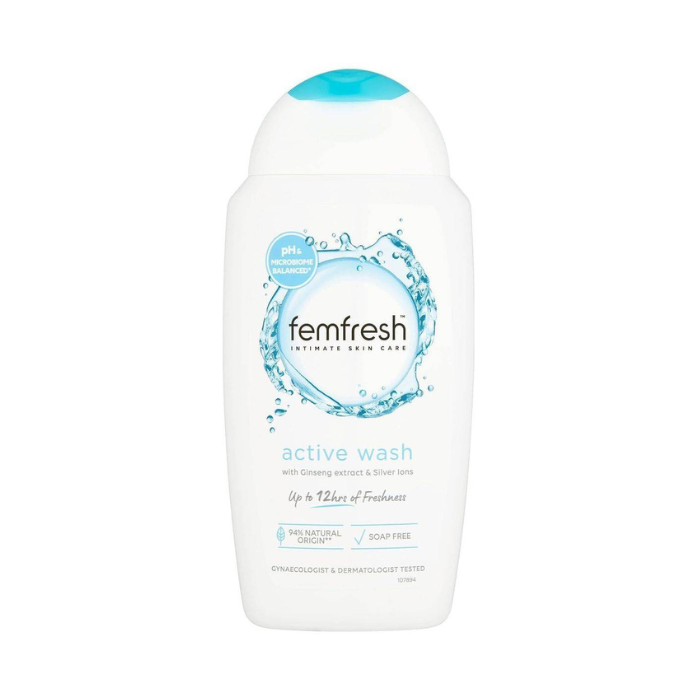 Femfresh Intimate Active Fresh Wash, pH Balanced Daily Cleanser for Freshness, 250ml