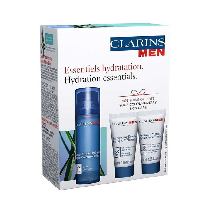 Clarins Men Hydration Essentials Set, Complete Face, Body & Hair Moisture Care