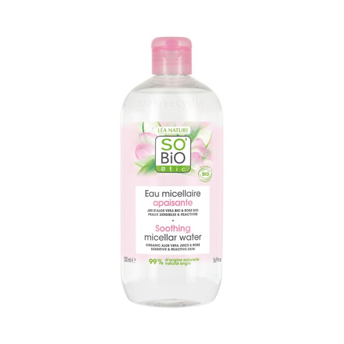 So Bio Etic Organic Soothing Micellar Water, Aloe Vera, Sensitive and Reactive Skin, 99% Natural, 500ml