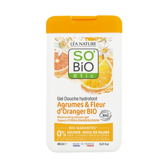 So Bio Etic Organic Citrus and Orange Blossom Shower Gel, Sulfate-Free, 99% Natural Origin, 450ml