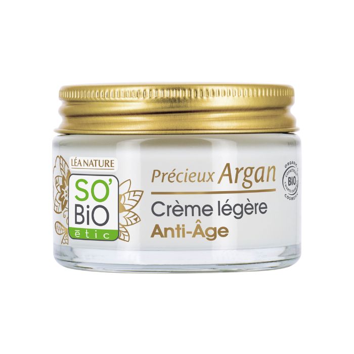 So Bio Etic Organic Argan Anti-Aging Light Cream, Hyaluronic Acid, 99% Natural Origin, 50ml