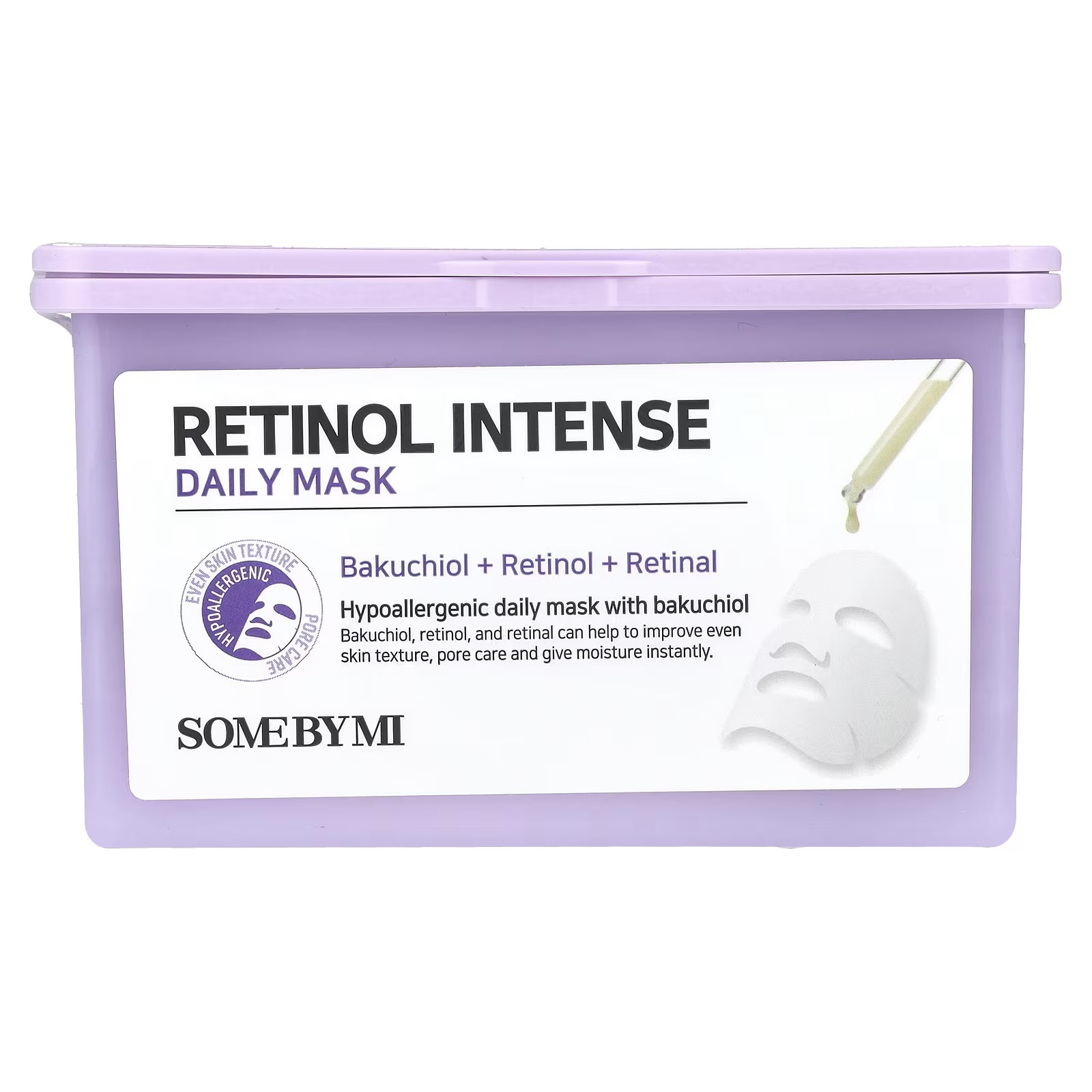Some By Mi Retinol Intense Daily Sheet Mask, Retinol, Retinal & Bakuchiol for Anti-Aging and Hydration - 30s